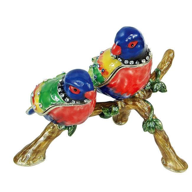 #BXT357 Two Parrots Trinket Jewelry Box