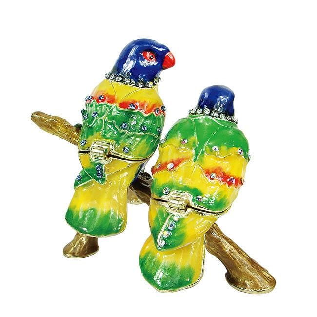 #BXT357 Two Parrots Trinket Jewelry Box