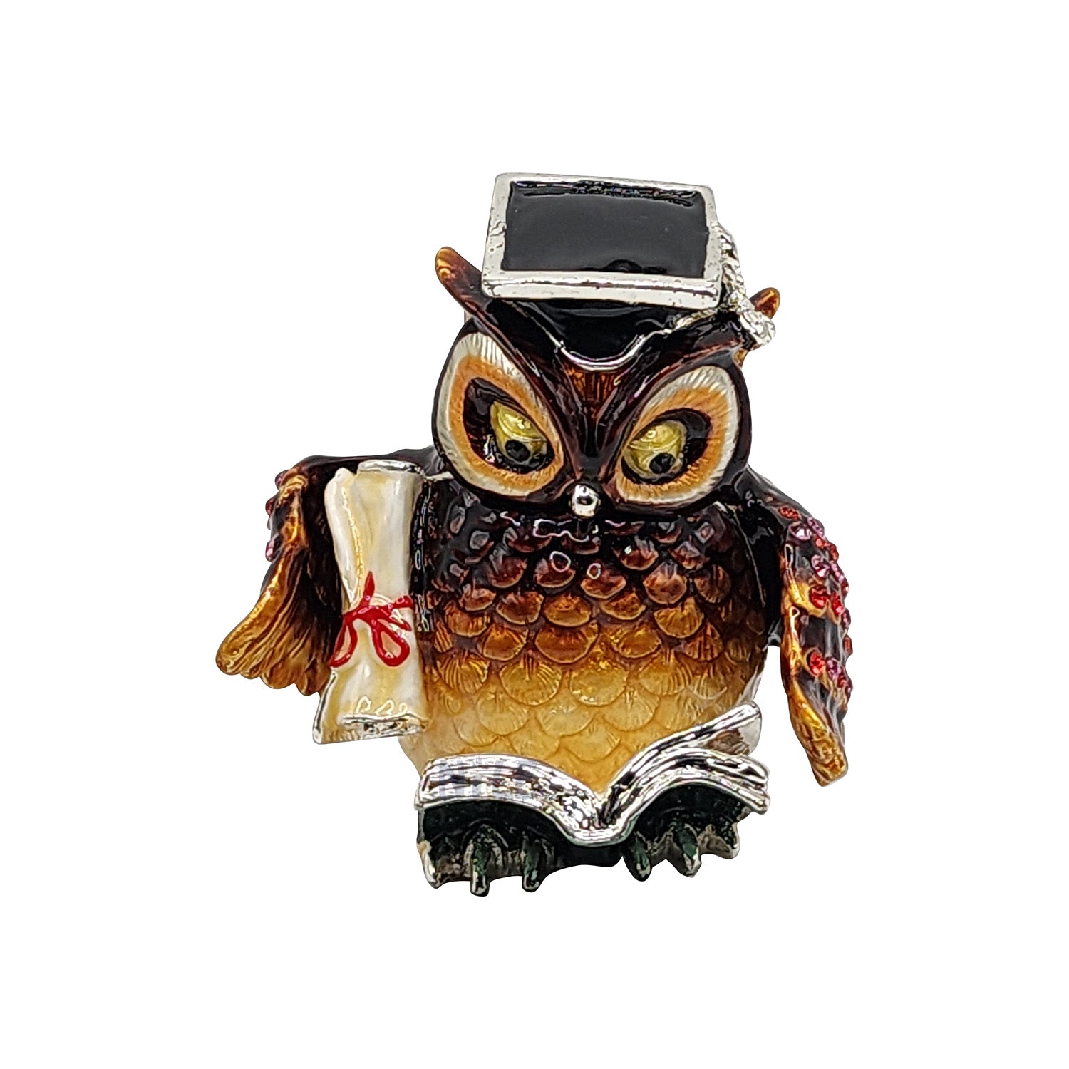 #BXT359 Owl with Graduation Hat Trinket Jewelry Box