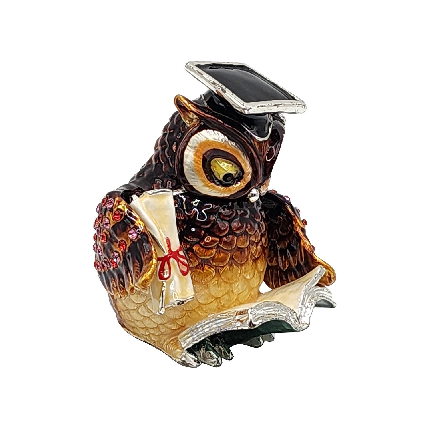 #BXT359 Owl with Graduation Hat Trinket Jewelry Box