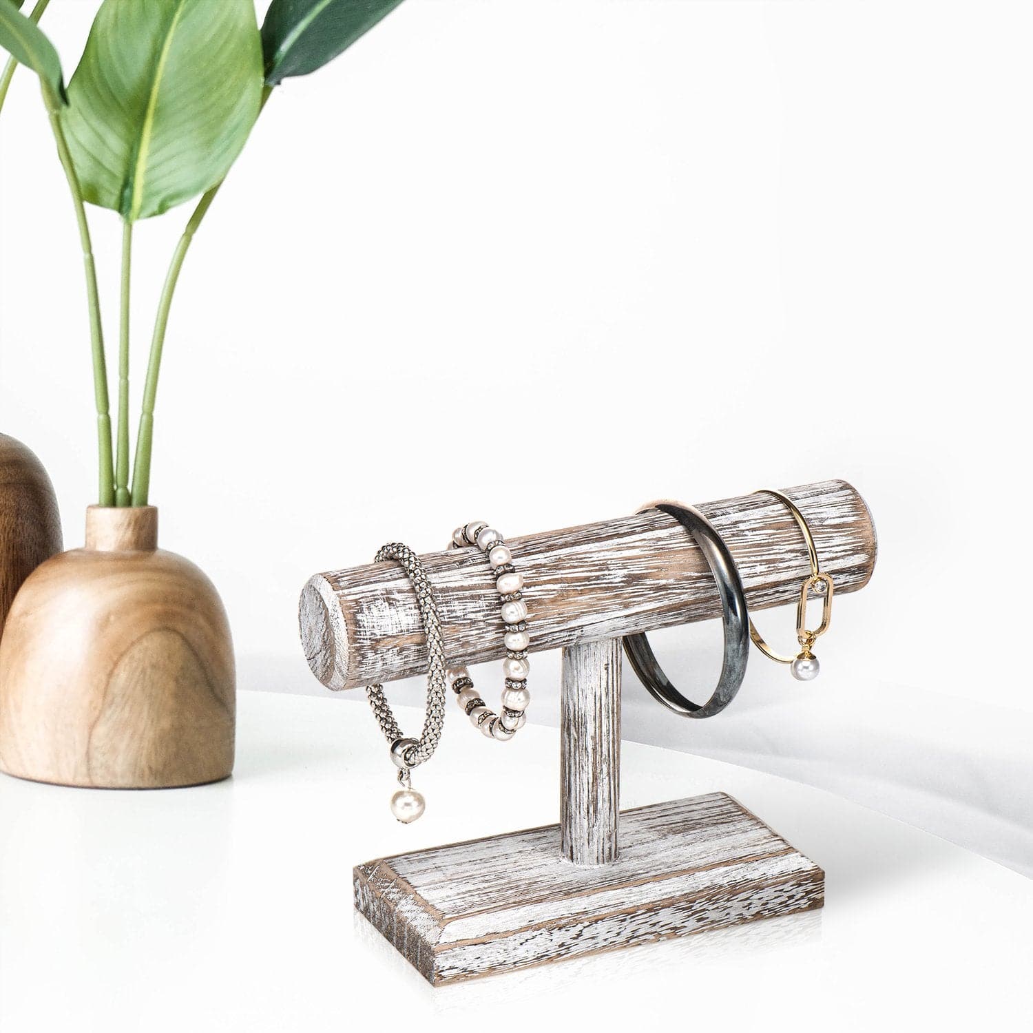 #WD219 Antique Wood T-Bar Bracelet Display