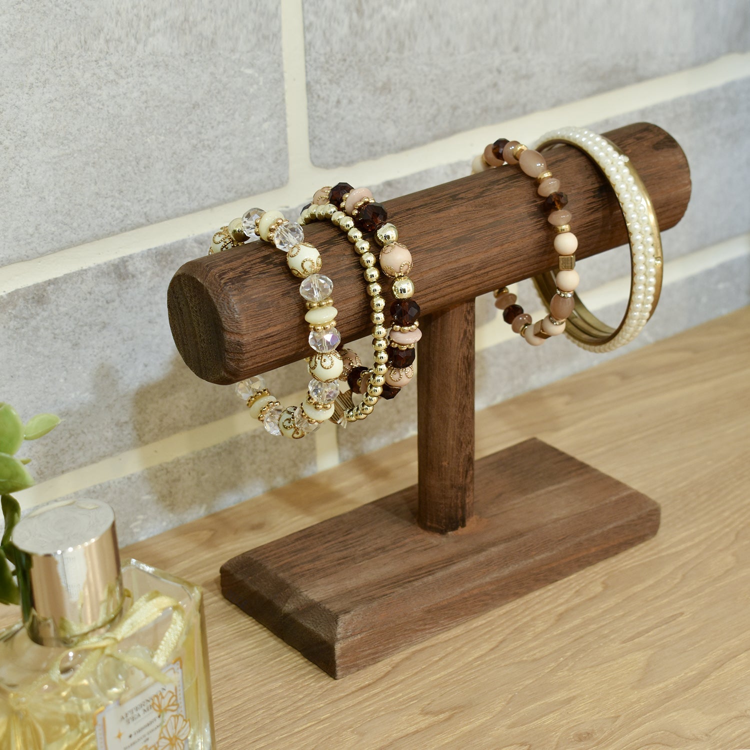#WD219 Antique Wood T-Bar Bracelet Display