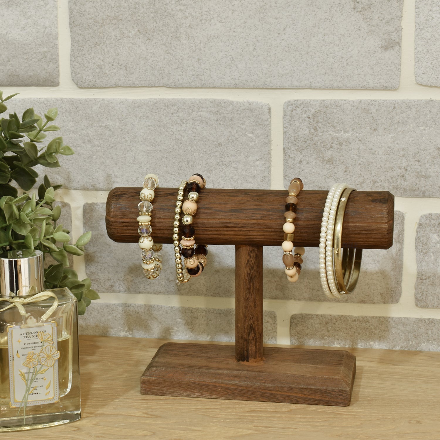 #WD219 Antique Wood T-Bar Bracelet Display