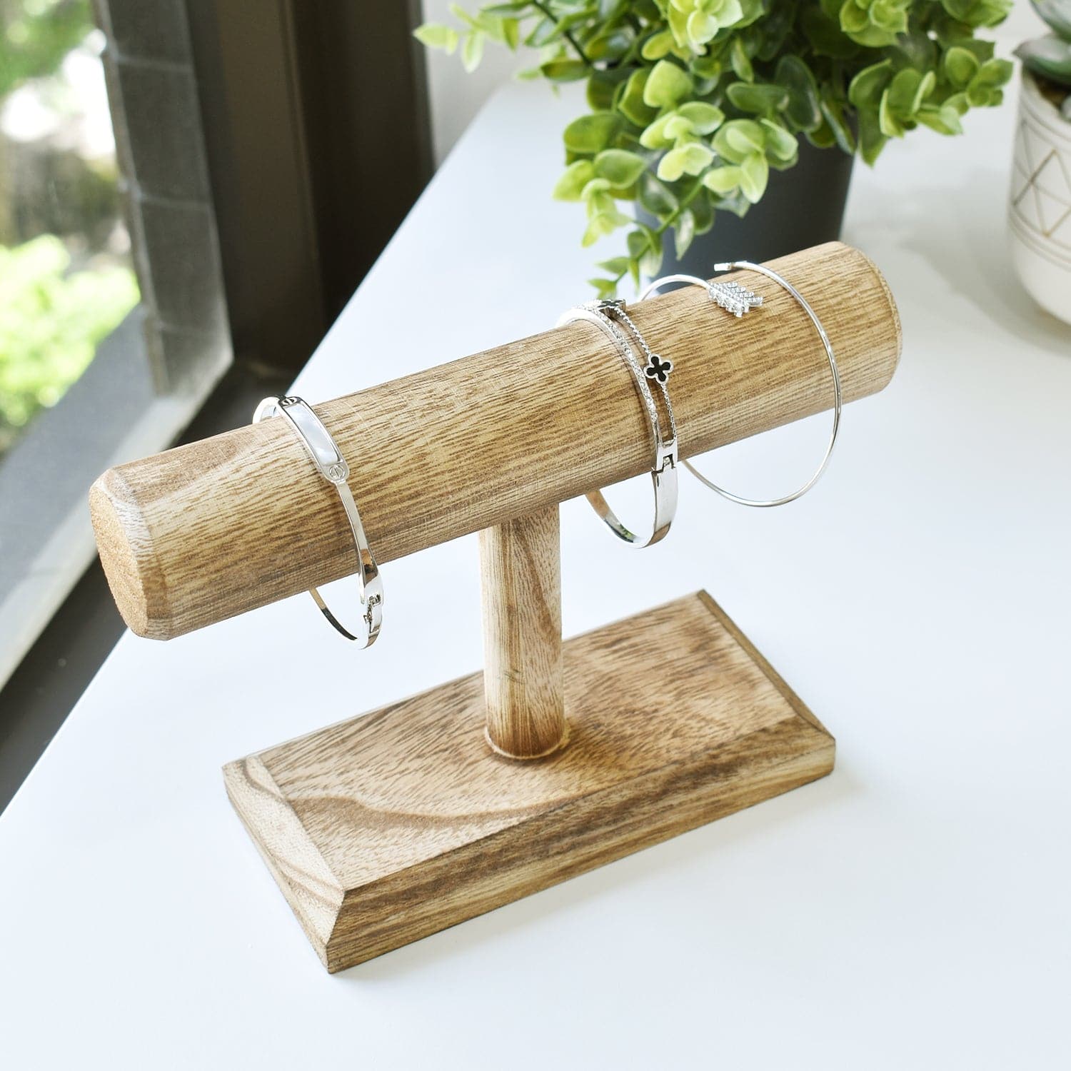 #WD219 Antique Wood T-Bar Bracelet Display