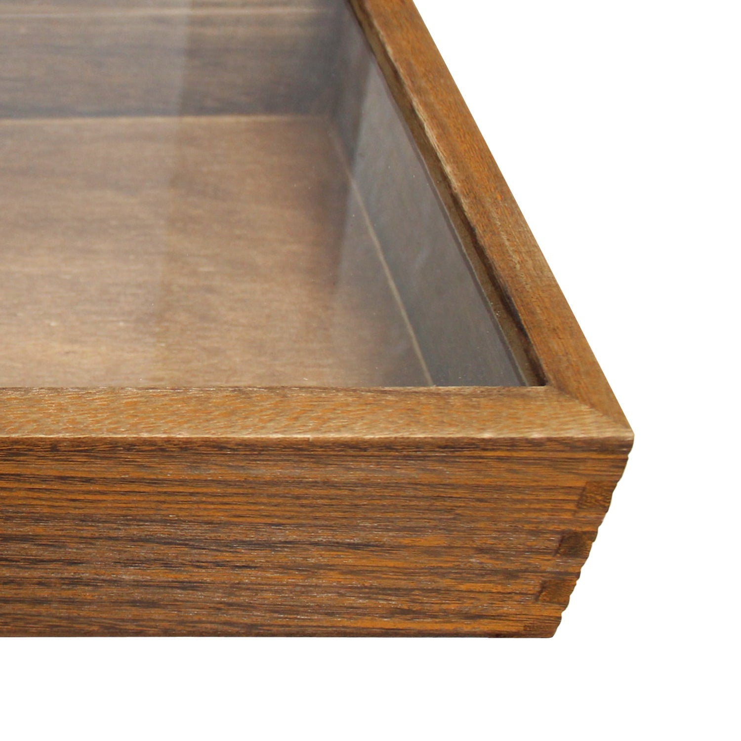 #WD832C Antique Wood Storage Case with Tempered Glass View Top