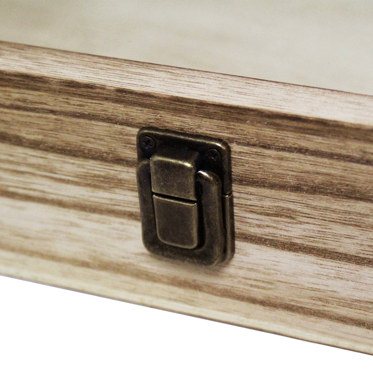 #WD832C Antique Wood Storage Case with Tempered Glass View Top