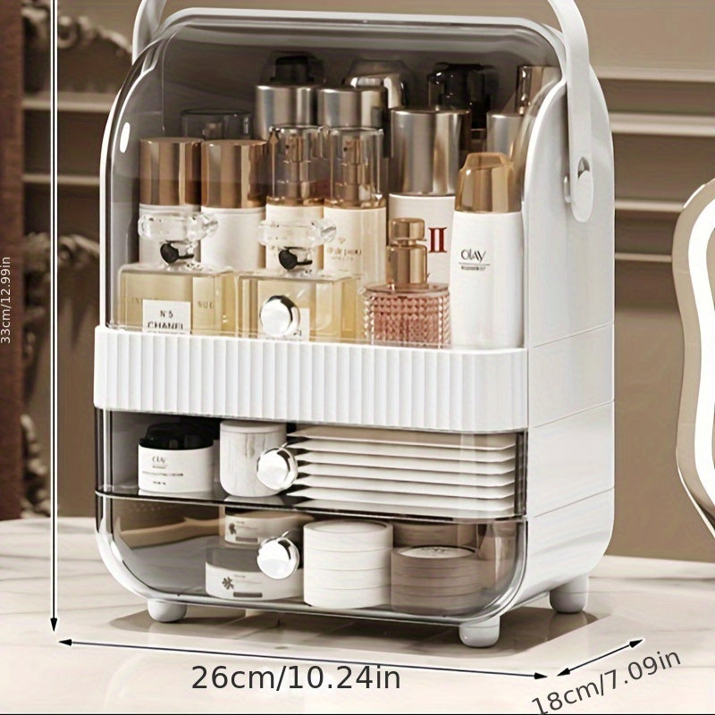 Makeup Organizer For Vanity, Make Up Organizers And Storage, Cosmetics Skincare Organizers With Lid And Drawers, Cosmetic Display Cases For Countertop, Bathroom, Dresser, Ideal Gifts For Women, Mounted Closet Systems