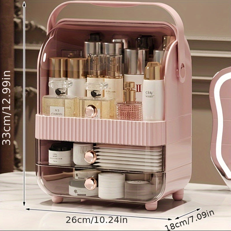 Makeup Organizer For Vanity, Make Up Organizers And Storage, Cosmetics Skincare Organizers With Lid And Drawers, Cosmetic Display Cases For Countertop, Bathroom, Dresser, Ideal Gifts For Women, Mounted Closet Systems