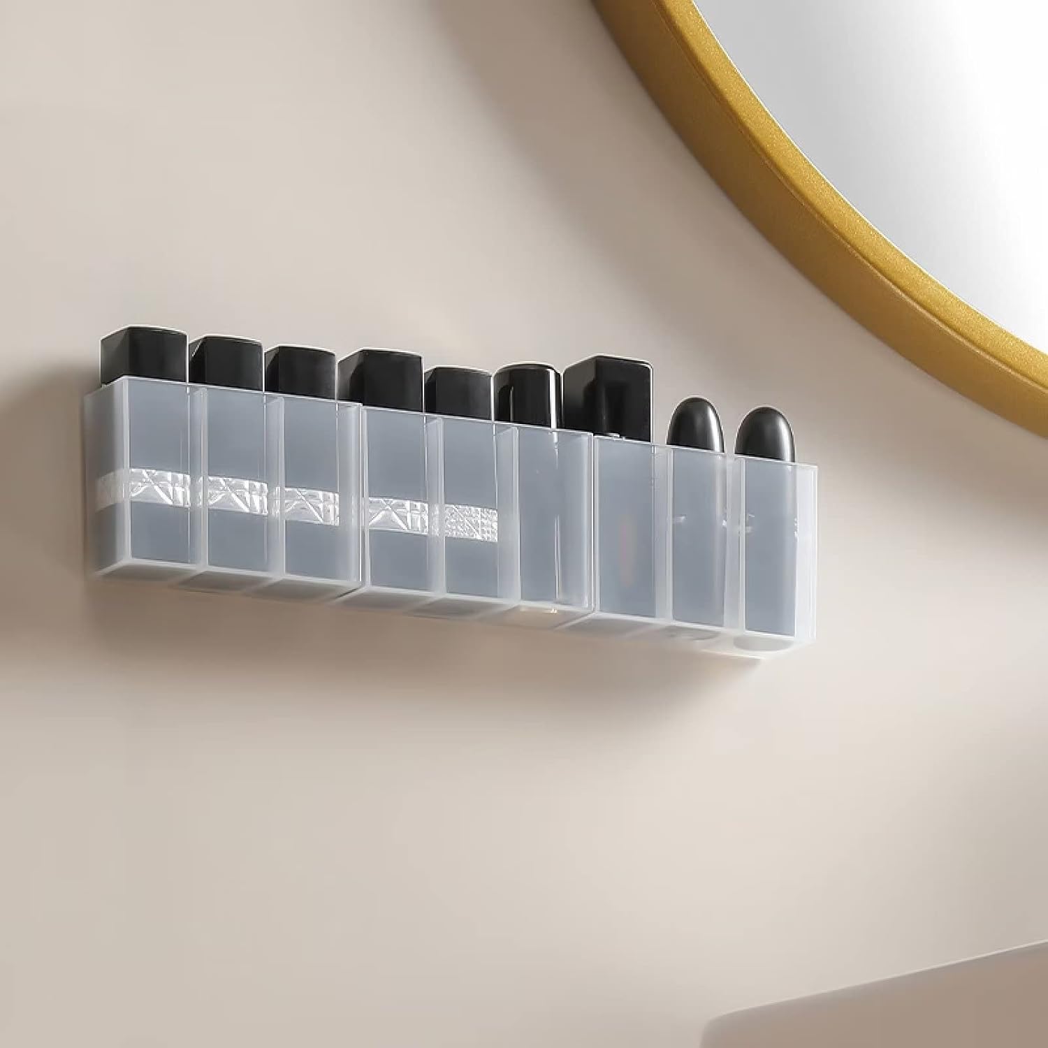 3pcs Transparent Plastic Wall-Mounted Storage Boxes with 3 Compartments - Self-Adhesive Makeup Brush & Lipstick Organizer for Home Office, Bathroom, or Vanity - Space-Saving Design for Cosmetics, Pens, and Small Items, Makeup Vanity Desk, Bathroom
