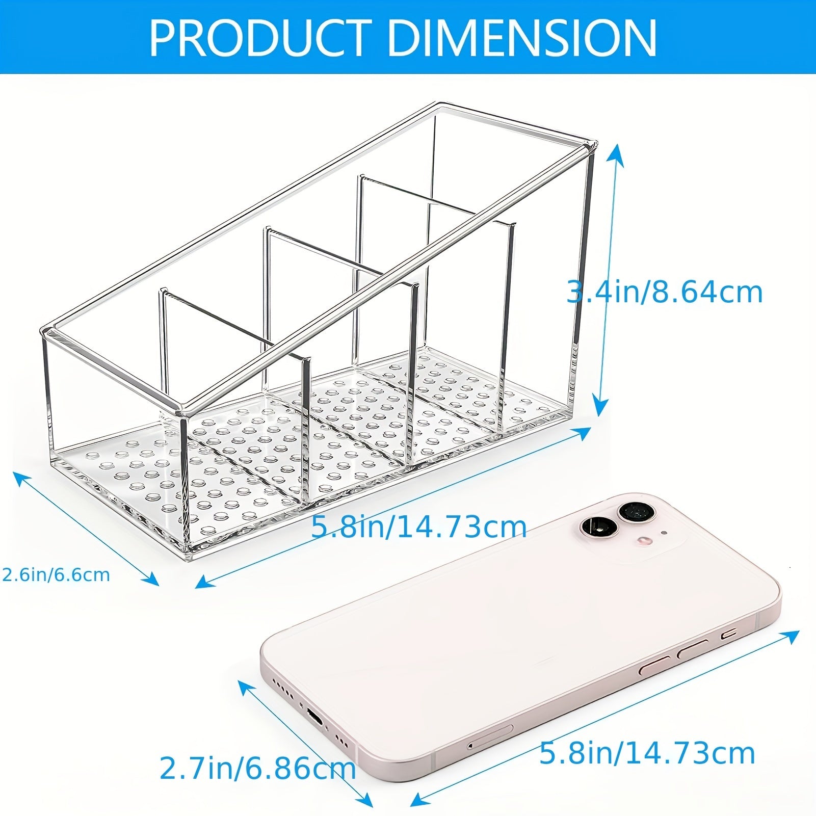 Clear Acrylic Remote Control Holder & Desk Organizer - 4-Compartment Makeup Brush & Pen Storage, Lightweight Polished Square Design for Home Office, School, Dorm - Space-Saving Desktop Organizer, Remote Control Storage, Dorm Room Essentials, Modern