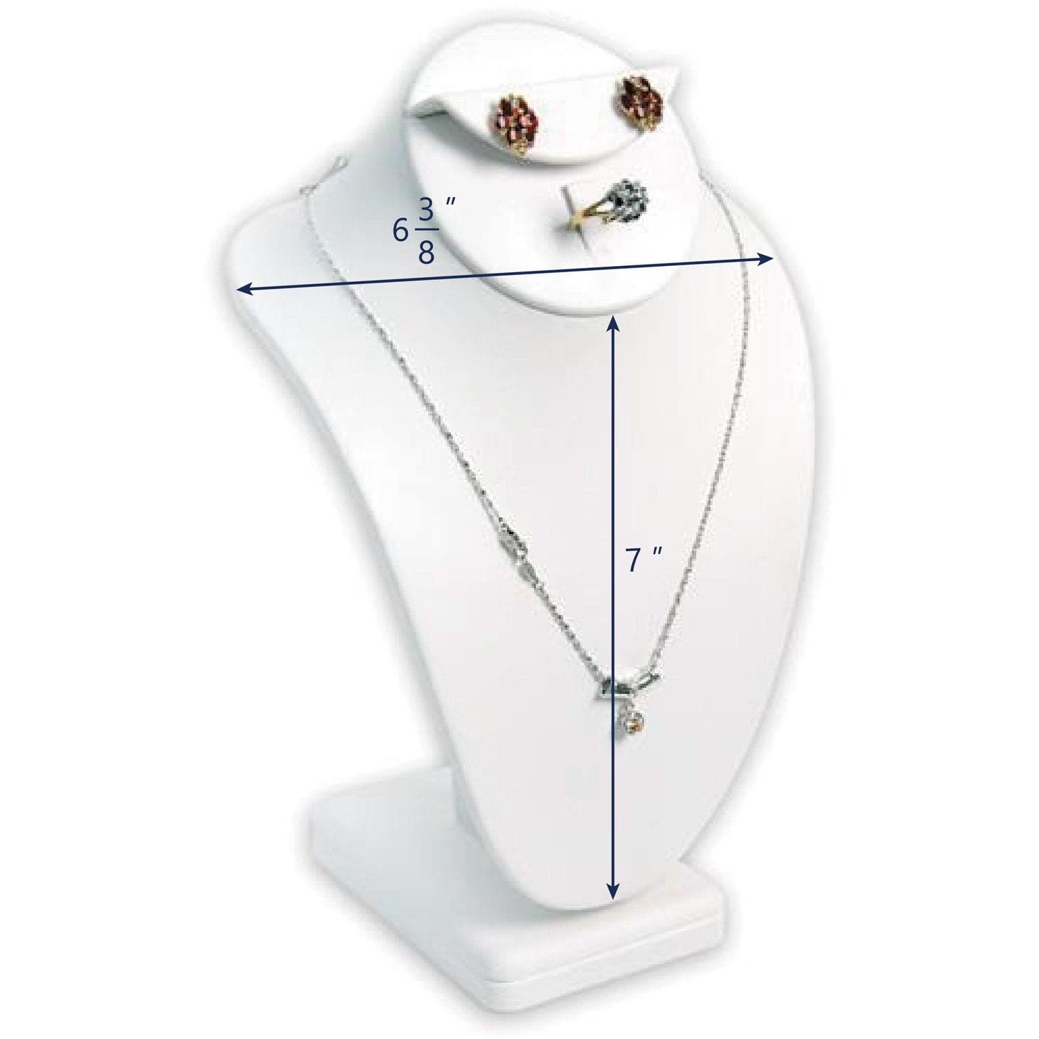 #189-7A Combination Necklace, Ring, and Earring Bust Jewelry Display with Square Base