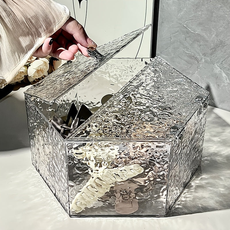 Contemporary PET Stacking Storage Box with Lid, Clear Acrylic Organizer for Hair Accessories, Jewelry, Cosmetics - Large Capacity, High-End Makeup Remover and Mask Holder, Hair Accessories Storage Organizer, Open Storage Bins for Home Organization,
