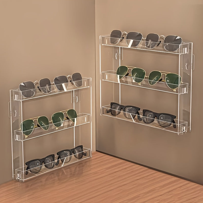 1pc Clear Wall-Mounted Makeup Organizer Shelf - Heavy-Duty Adjustable Vanity Tray, Space-Saving Bathroom Storage Rack with Large Capacity for Makeup, Perfume, Lipsticks, Foundation - Easy Installation, No Tools Needed, Modern Vanity Decor for Home, Salon,