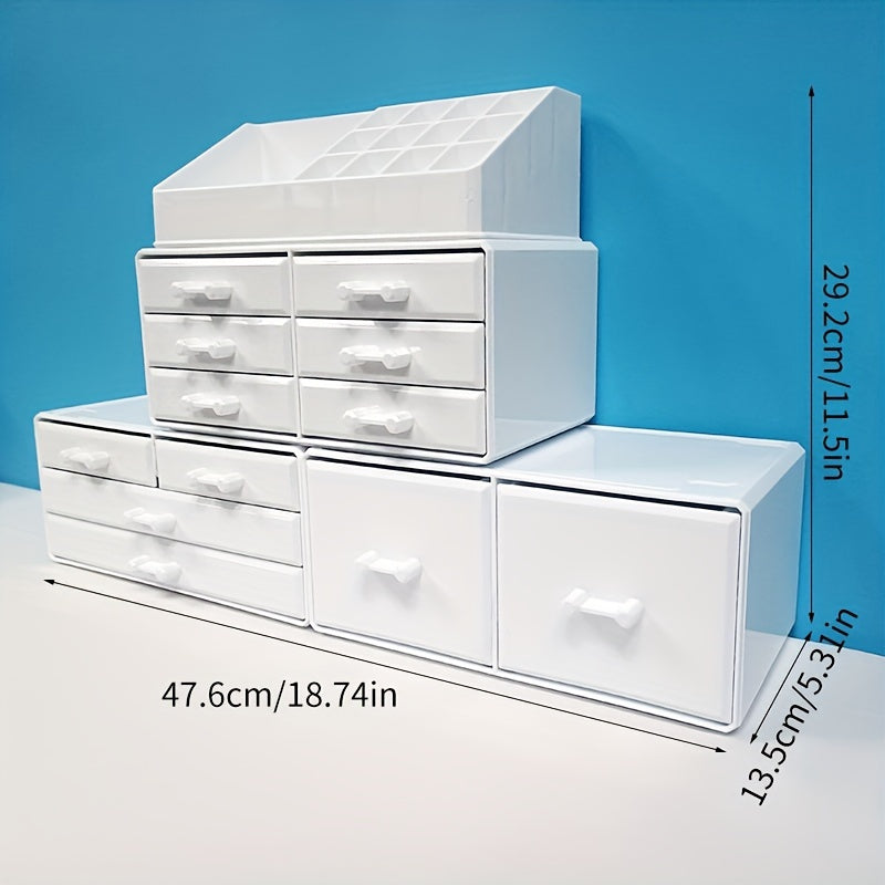 12-Drawer 4-Tier Cosmetic Storage Box, Large Capacity Christmas Decorative Organizer - Perfect for Jewelry and Gifts Display, Vanity, Bathroom, Dresser, and Countertop, Best for Christmas