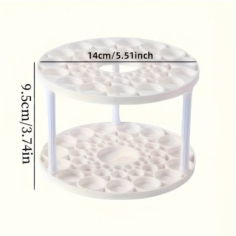 360° Rotatable Art Brush Organizer - White Ceramic-Coated Plastic Insert Holder with Multiple Compartments for Brushes, Pens, Makeup Tools - Space-Saving Desktop Storage for Artists & Crafters, Craft Tool Organizer, Smooth Finish, Durable Construction,