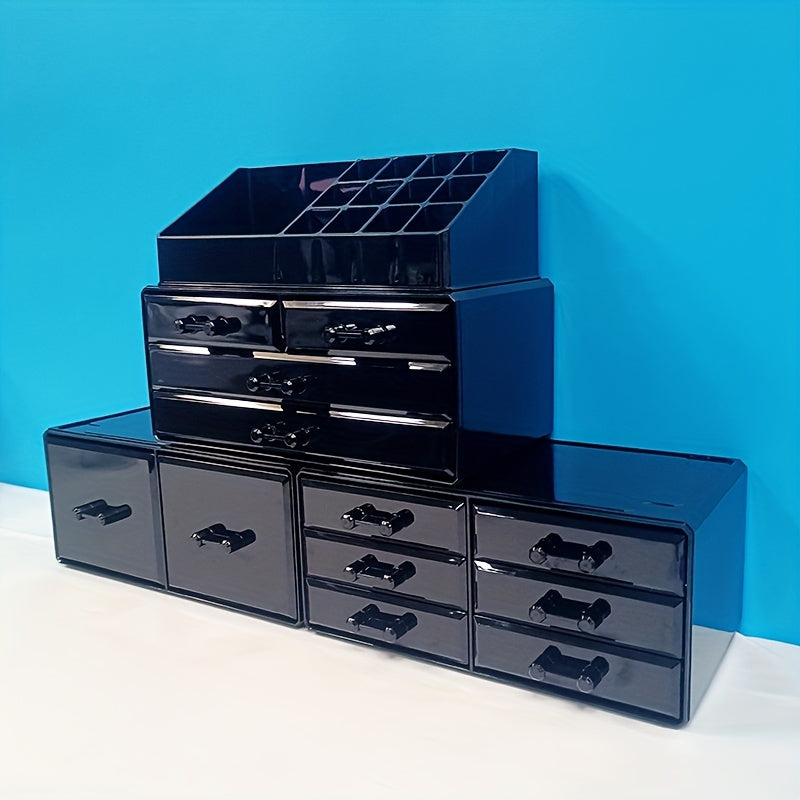12-Drawer 4-Tier Cosmetic Storage Box, Large Capacity Christmas Decorative Organizer - Perfect for Jewelry and Gifts Display, Vanity, Bathroom, Dresser, and Countertop, Best for Christmas