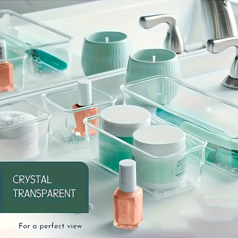 25/44pcs Deluxe Desktop Drawer Organizer Set - Transparent, Multifunctional Storage Boxes For Bathroom, Bedroom, Living Room - Space-Saving, Adjustable, Stackable, And Easy-to-Clean Solution For Household Clutter, Storage And Organization