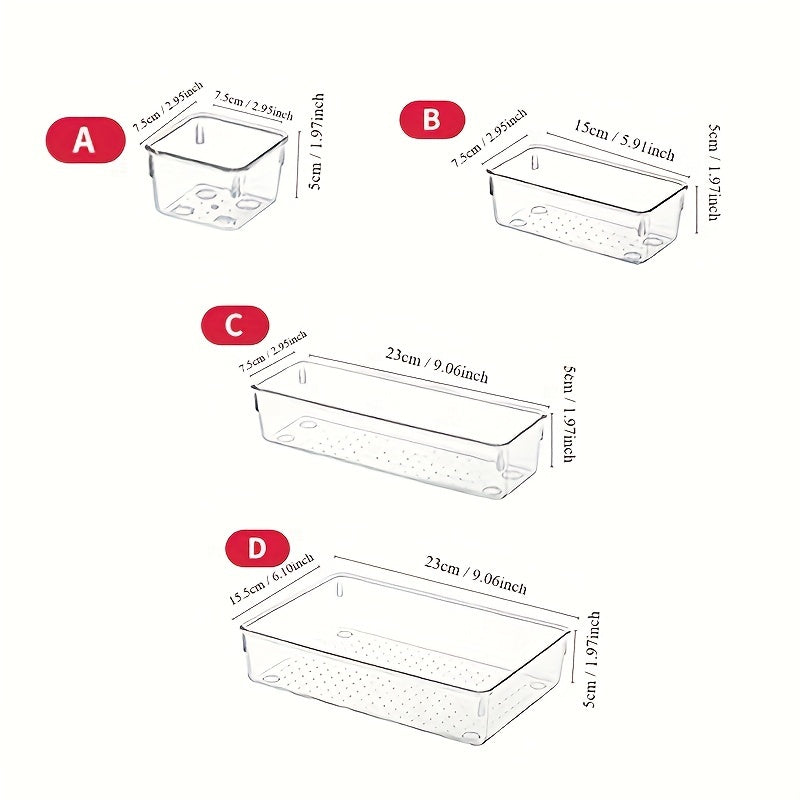 25/44pcs Deluxe Desktop Drawer Organizer Set - Transparent, Multifunctional Storage Boxes For Bathroom, Bedroom, Living Room - Space-Saving, Adjustable, Stackable, And Easy-to-Clean Solution For Household Clutter, Storage And Organization