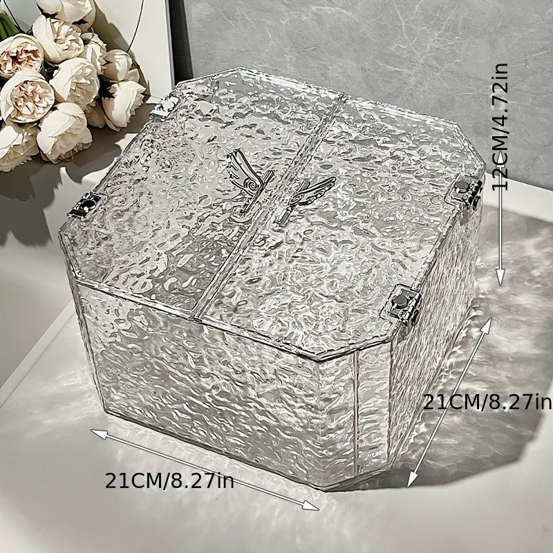 Contemporary PET Stacking Storage Box with Lid, Clear Acrylic Organizer for Hair Accessories, Jewelry, Cosmetics - Large Capacity, High-End Makeup Remover and Mask Holder, Hair Accessories Storage Organizer, Open Storage Bins for Home Organization,