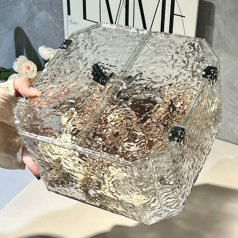 Contemporary PET Stacking Storage Box with Lid, Clear Acrylic Organizer for Hair Accessories, Jewelry, Cosmetics - Large Capacity, High-End Makeup Remover and Mask Holder, Hair Accessories Storage Organizer, Open Storage Bins for Home Organization,