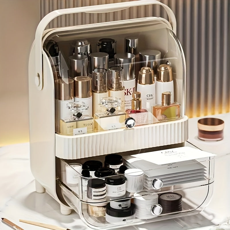 Makeup Organizer For Vanity, Make Up Organizers And Storage, Cosmetics Skincare Organizers With Lid And Drawers, Cosmetic Display Cases For Countertop, Bathroom, Dresser, Ideal Gifts For Women, Mounted Closet Systems