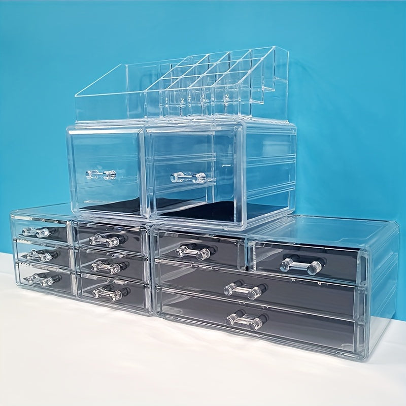 12-Drawer 4-Tier Cosmetic Storage Box, Large Capacity Christmas Decorative Organizer - Perfect for Jewelry and Gifts Display, Vanity, Bathroom, Dresser, and Countertop, Best for Christmas
