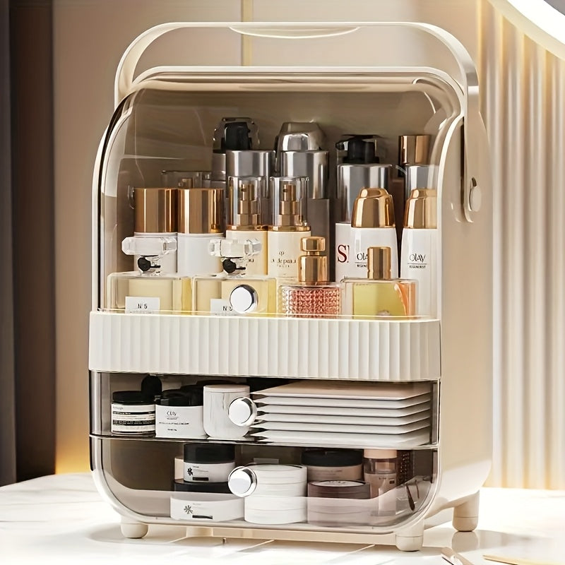 Makeup Organizer For Vanity, Make Up Organizers And Storage, Cosmetics Skincare Organizers With Lid And Drawers, Cosmetic Display Cases For Countertop, Bathroom, Dresser, Ideal Gifts For Women, Mounted Closet Systems