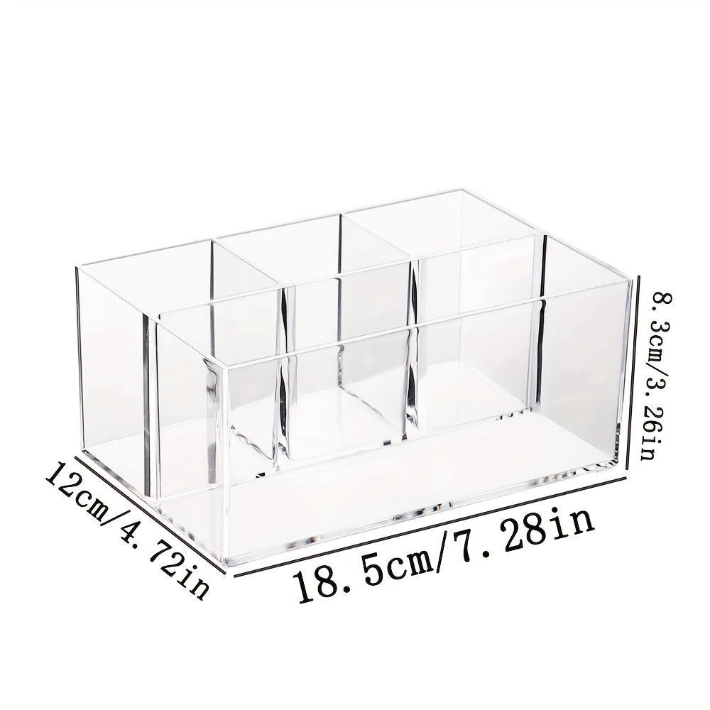 1pc Makeup Brush Storage Tube, High-definition Transparent Desktop Vanity Lipstick Eyebrow Pencil Light Beige Care Organizer, Mirror Cabinet Cosmetic Storage Box