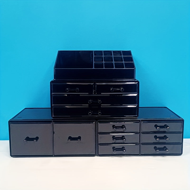 12-Drawer 4-Tier Cosmetic Storage Box, Large Capacity Christmas Decorative Organizer - Perfect for Jewelry and Gifts Display, Vanity, Bathroom, Dresser, and Countertop, Best for Christmas