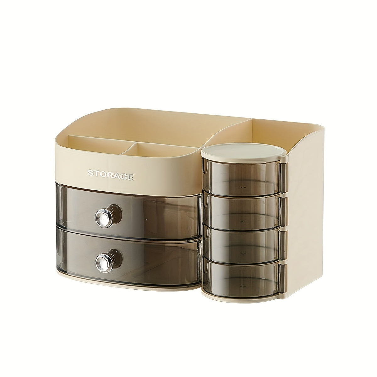 Desk Organizer Cosmetic Storage Box with Drawers - Plastic, Ideal for Lipstick and Facial Masks