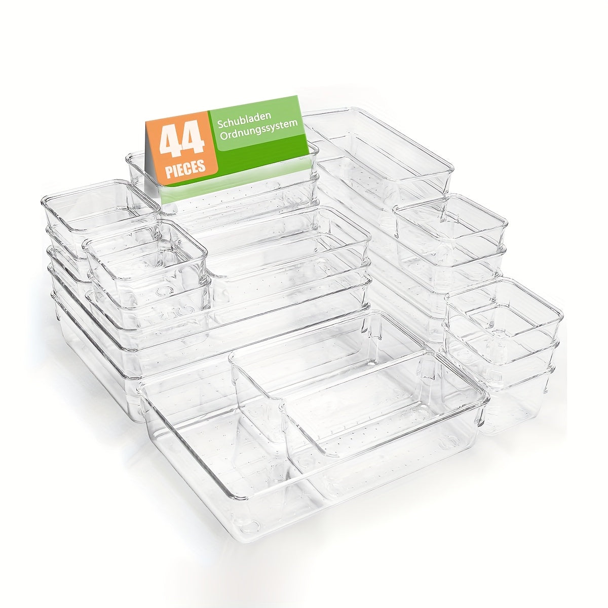 25/44pcs Deluxe Desktop Drawer Organizer Set - Transparent, Multifunctional Storage Boxes For Bathroom, Bedroom, Living Room - Space-Saving, Adjustable, Stackable, And Easy-to-Clean Solution For Household Clutter, Storage And Organization