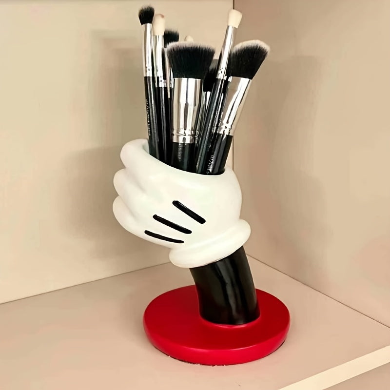 2pcs Disney Mickey & Minnie Mouse Fist Glove Pen Holders - Multifunctional Resin Storage Organizer for Makeup Brushes, Pens, Home Decor - Valentine's Day, Birthday, Wedding Gift (Minimalist Style), Desk Organizer, Playful Design, Durable Decor Item,