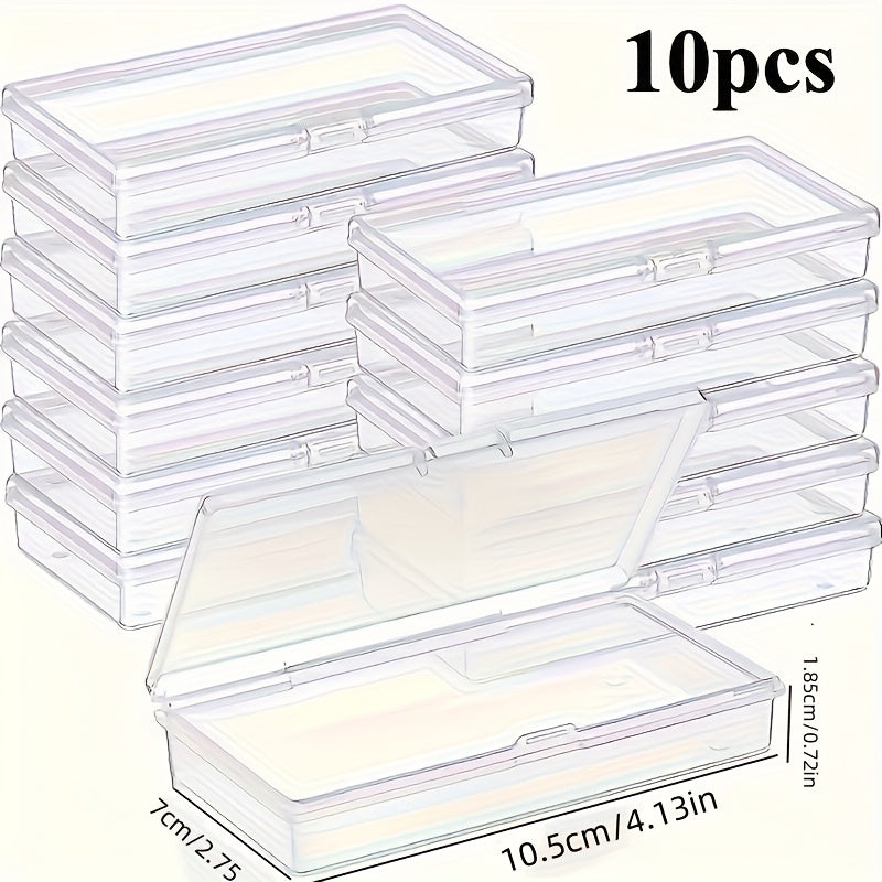 10pcs Clear Plastic Storage Boxes with Snap-Close Lids - Stackable Organizer Containers, Transparent Closet, Drawer & Shelf Storage for Jewelry, Crafts, Office, Travel - Space-Saving Clear Boxes, Secure Snap Closure, Home Organization, Minimalist Design,
