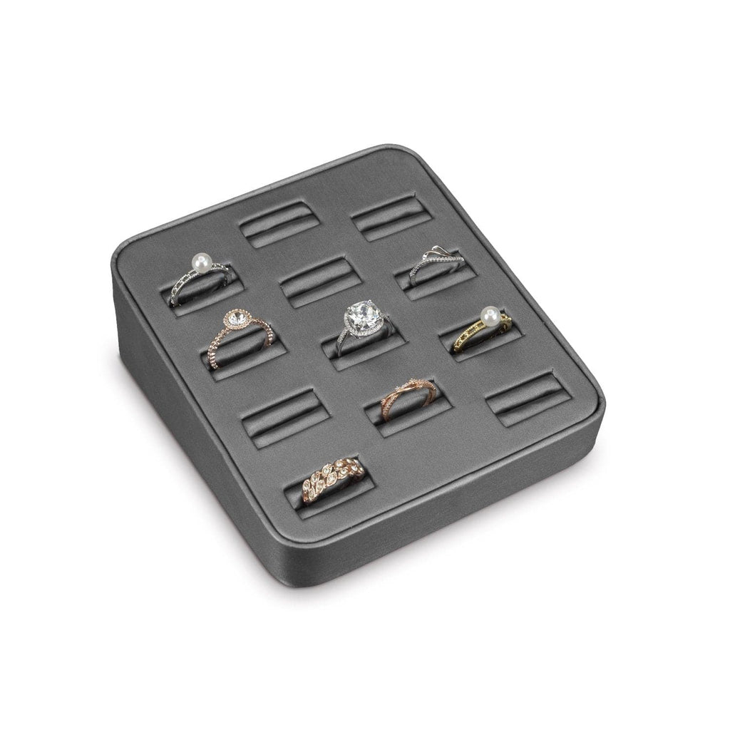 #BX2470R-SG Steel Gray Faux Leather Ring Tray Display