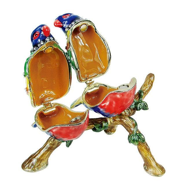 #BXT357 Two Parrots Trinket Jewelry Box