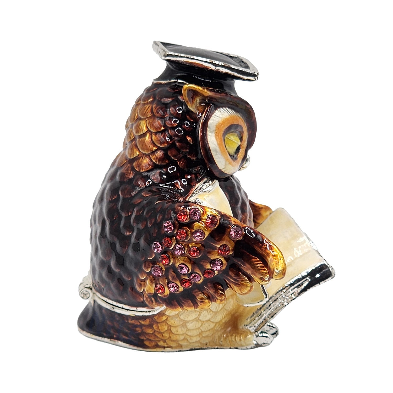 #BXT359 Owl with Graduation Hat Trinket Jewelry Box