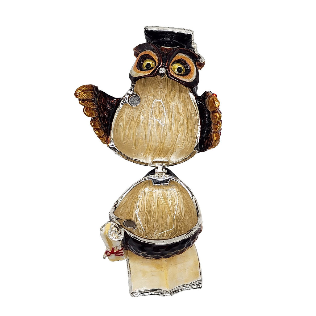 #BXT359 Owl with Graduation Hat Trinket Jewelry Box
