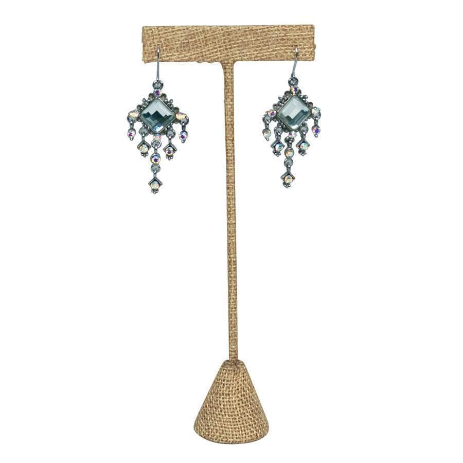 Tall "T" Shape Earring Stand Burlap Linen-Nile Corp