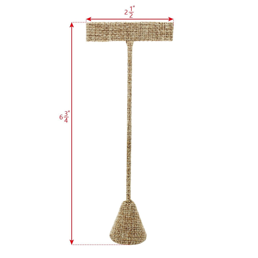 #ED-2401N-N3 Tall Metal T-Shaped Earring Display Stand, Burlap Linen