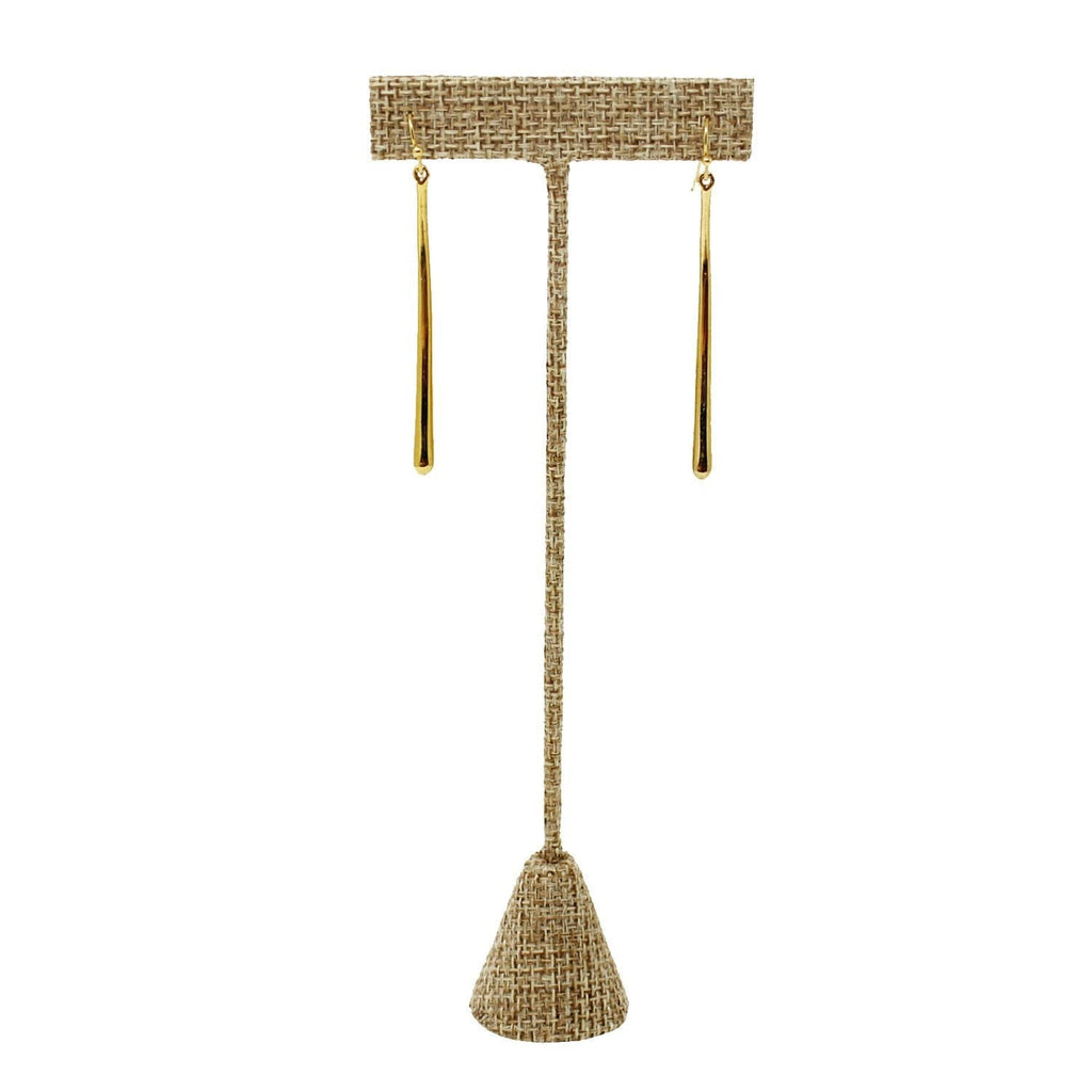 #ED-2401N-N3 Tall Metal T-Shaped Earring Display Stand, Burlap Linen