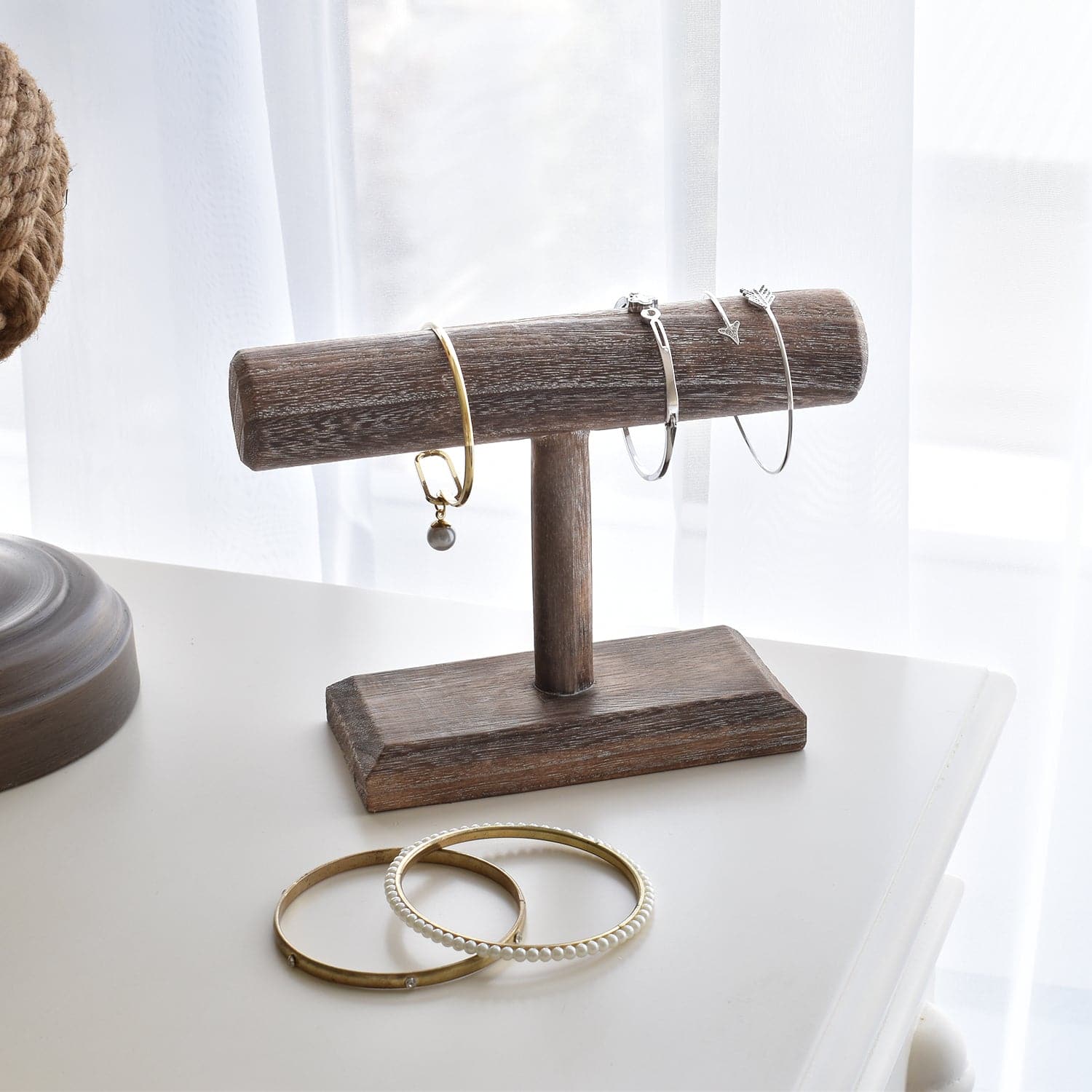 #WD219 Antique Wood T-Bar Bracelet Display