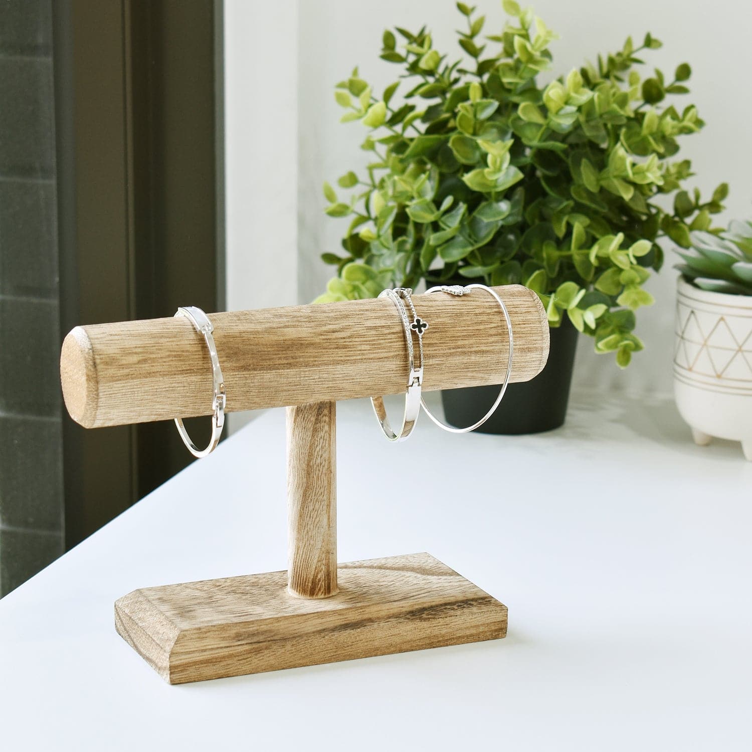 #WD219 Antique Wood T-Bar Bracelet Display