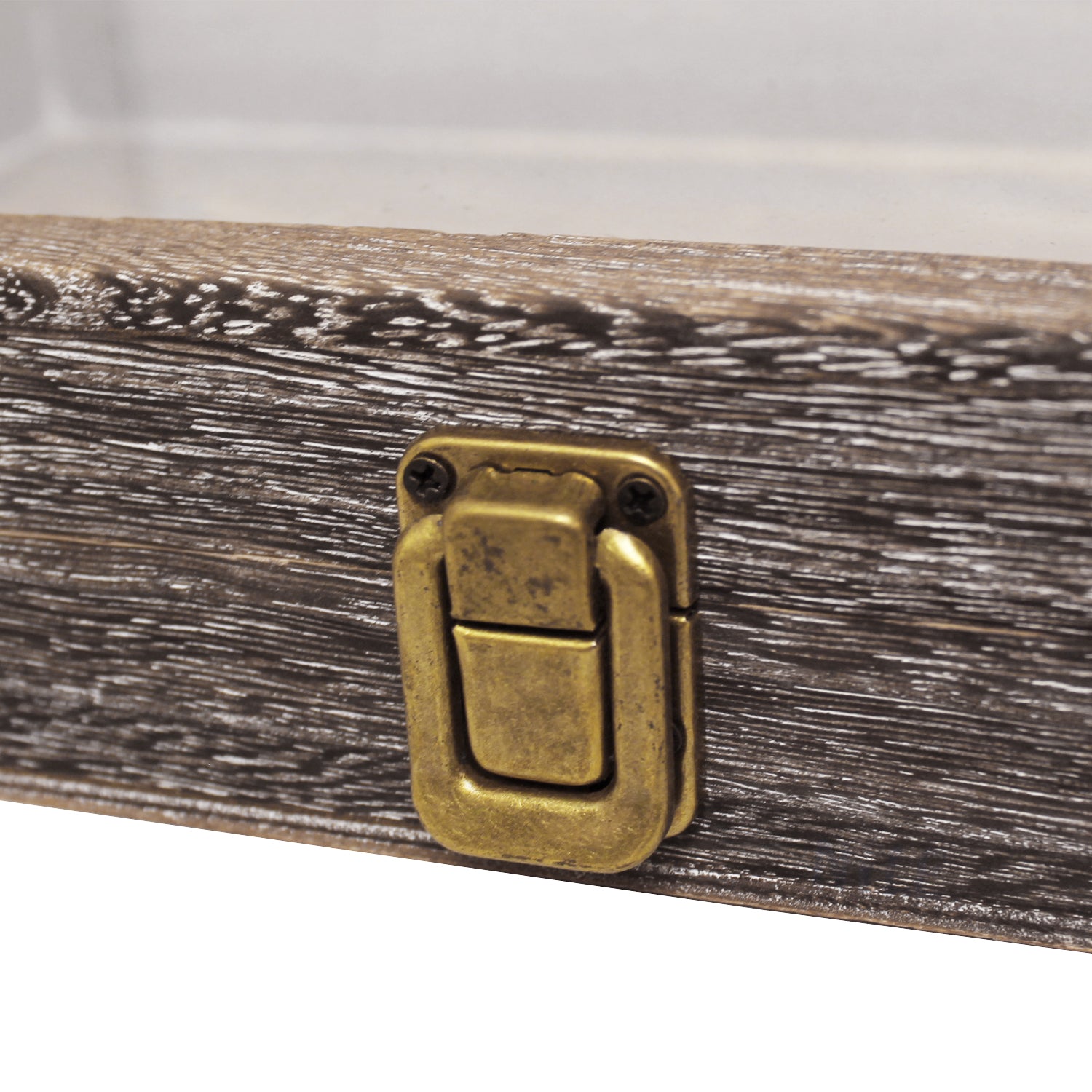 #WD832C Antique Wood Storage Case with Tempered Glass View Top