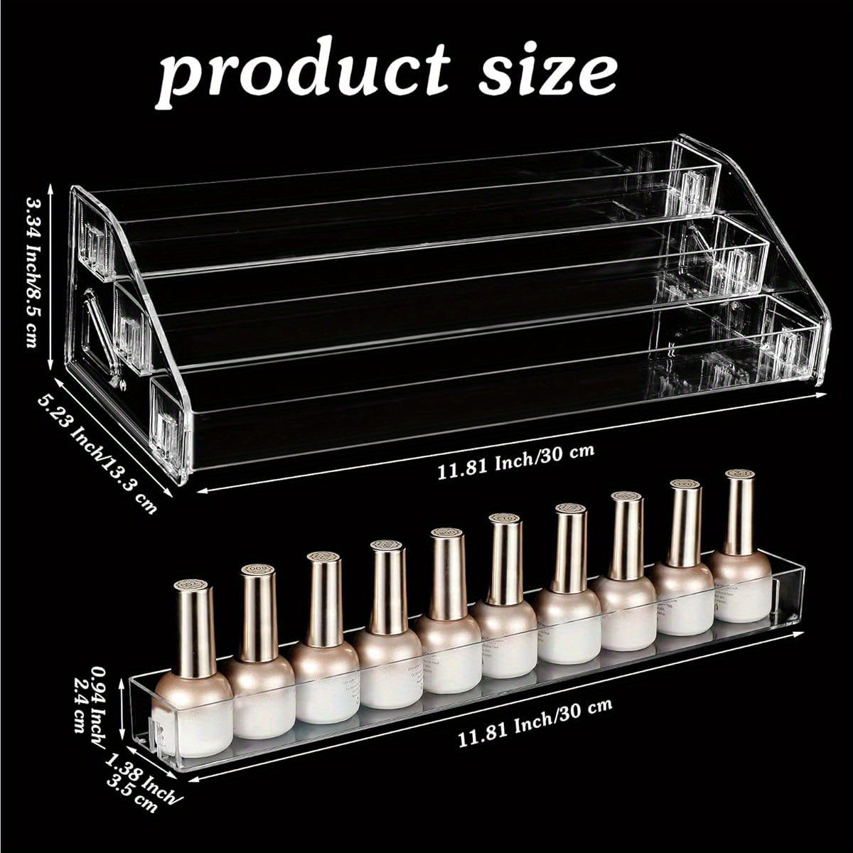 2pcs Clear Organizer - Space-Saving Vertical Storage for Glasses, Fashion Glasses, Nail Polish, Essential Oils, Makeup - Bathroom, Vanity, Salon, Office - No Assembly Needed, Easy Insertion, Vanity Accessory, Threelayer Organizer, Acrylic Material