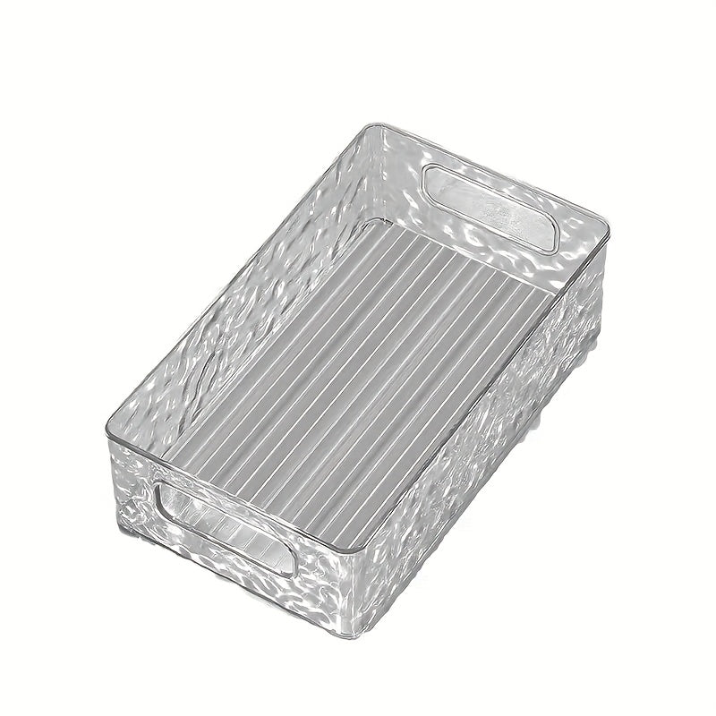 Glacier-Textured Cosmetic Organizer - Portable Bathroom Countertop Storage Box with Multiple Compartments, Durable Plastic Makeup & Toiletry Organizer for Vanity, No Space Needed, Visually Appealing Modern Design, Bathroom Organizers And Storage, Stylish