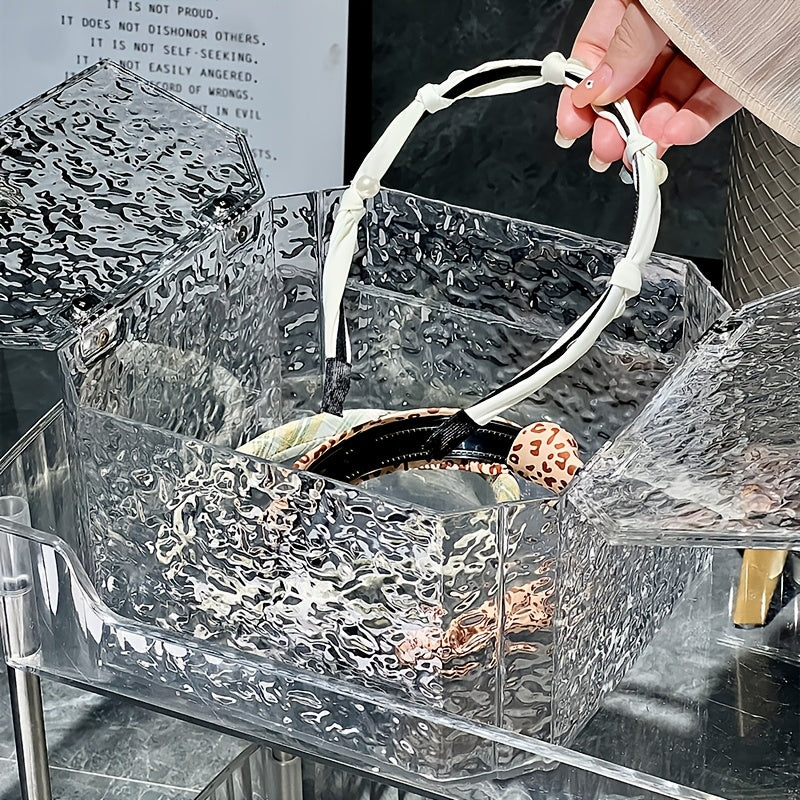 Contemporary PET Stacking Storage Box with Lid, Clear Acrylic Organizer for Hair Accessories, Jewelry, Cosmetics - Large Capacity, High-End Makeup Remover and Mask Holder, Hair Accessories Storage Organizer, Open Storage Bins for Home Organization,
