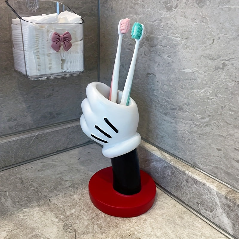 2pcs Disney Mickey & Minnie Mouse Fist Glove Pen Holders - Multifunctional Resin Storage Organizer for Makeup Brushes, Pens, Home Decor - Valentine's Day, Birthday, Wedding Gift (Minimalist Style), Desk Organizer, Playful Design, Durable Decor Item,