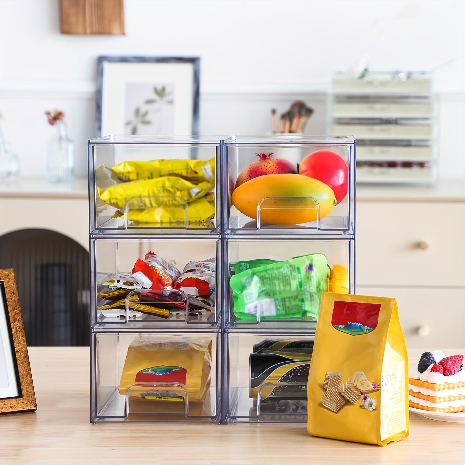 WHONLINE 6pcs /12pcs 7.4In Acrylic Jewelry Storage Drawers, Clear Stackable Organizer Boxes, Jewelry Display Bins, Storage for Necklaces, Rings, Accessories, Makeups