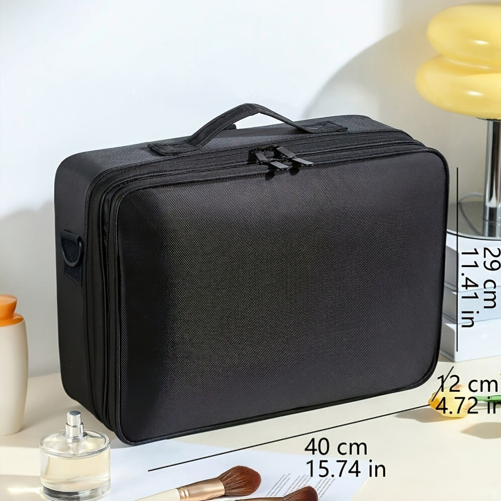 Travel Professional Makeup Case Large Capacity Multi-Layer Beauty Storage Bag Portable Makeup Tool Bag for Business Trips Multi-Functional Cosmetics and Skincare Organizer Box with Brush Holder Design