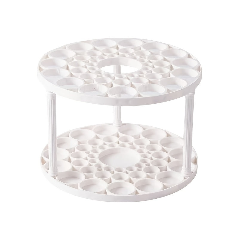 360° Rotatable Art Brush Organizer - White Ceramic-Coated Plastic Insert Holder with Multiple Compartments for Brushes, Pens, Makeup Tools - Space-Saving Desktop Storage for Artists & Crafters, Craft Tool Organizer, Smooth Finish, Durable Construction,